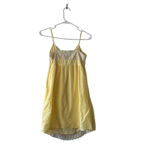 Vintage Baby Doll Dress Yellow Lace Trim Spaghetti Strap Coquette Romantic READ - Picture 2 of 16